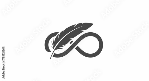 Elegant logo featuring a feather intertwined with the infinity symbol, symbolizing endless
