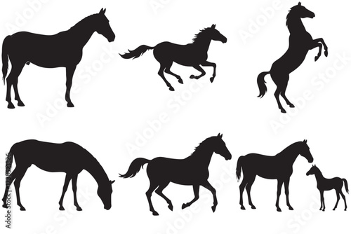 image (Horse Silhouette Vector Collection – Standing, Galloping, Rearing, Grazing, Trotting, Foal