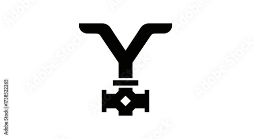 Minimalist pipe splitter icon conveying industrial engineering simplicity and precision in design