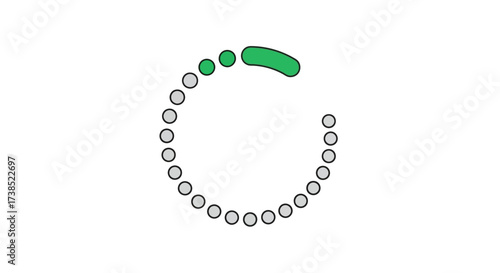 Animated loading icon with circular arrangement indicates progress or buffering stage