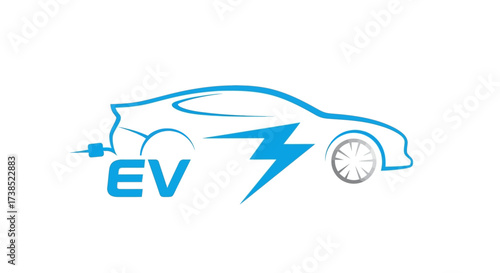 Electric vehicle concept with lightning bolt showcasing environmentally friendly design