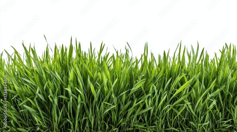 Fototapeta premium Lush green grass isolated on white background, perfect for nature designs.