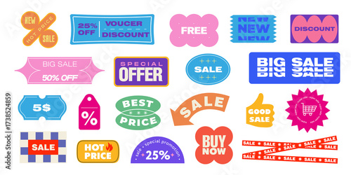 Colorful sale and discount stickers