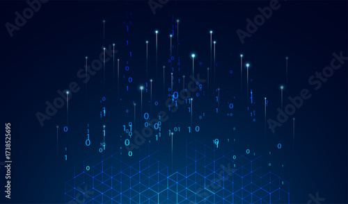 Abstract data transmission visualization. Big data analytics representation. Futuristic network. Graphic concept for your design
