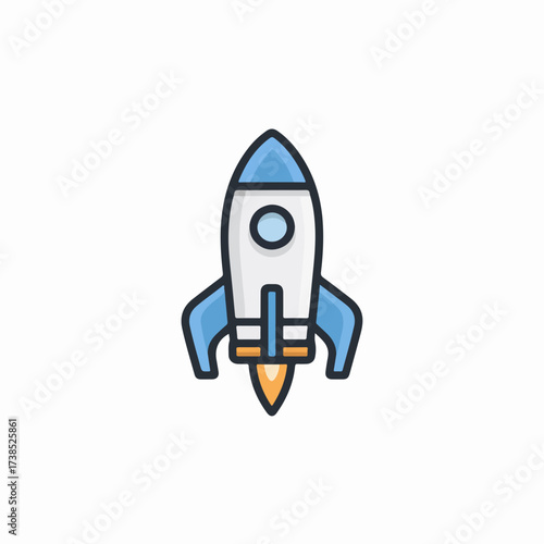 Dynamic Rocket Icon in Flat Design