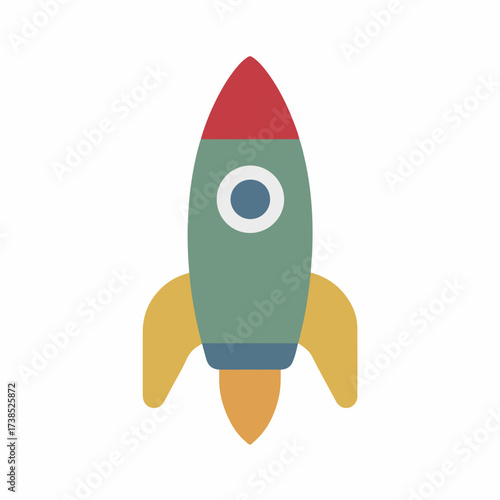 Minimalist Rocket Icon in Muted Color Palette