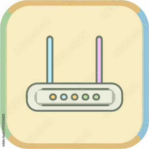 Monoline Router Icon in Pastel Colors