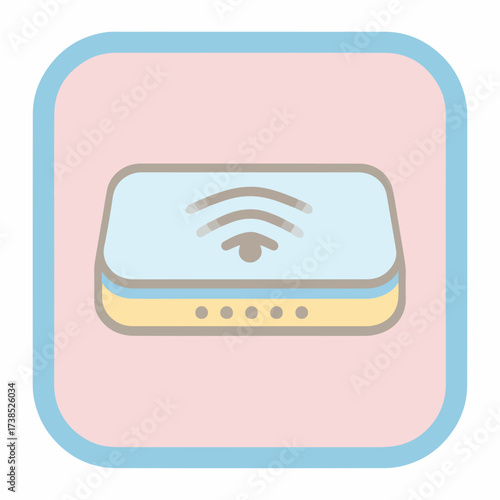 Minimalist Router Icon in Soft Pastel Hues