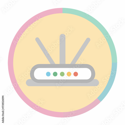 Modern Router Flat Pastel Icon Design
