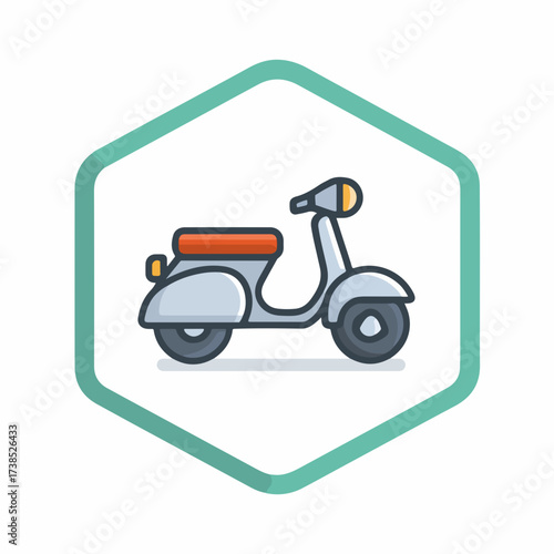 Minimalist Scooter Icon in Monoline Style