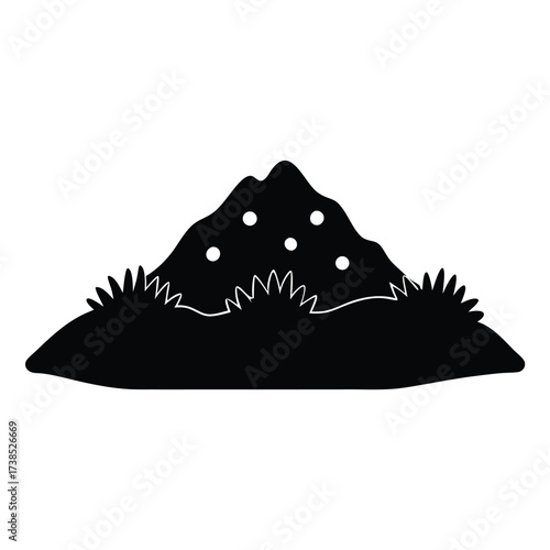 flat vector seamount hill with moss and sponges
