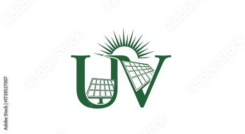 UV Solar Energy Logo Symbolizing Green Technology and Sustainable Future with Renewable Resources
