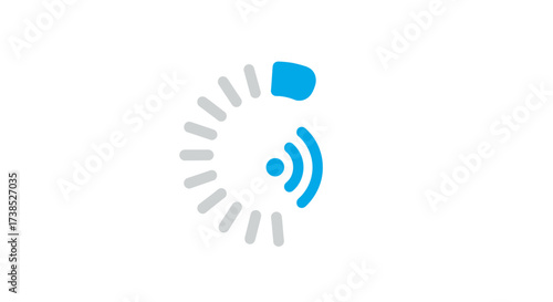 Blue Wireless Connectivity Symbol Indicating Connection Progress or Signal Strength Vector Design