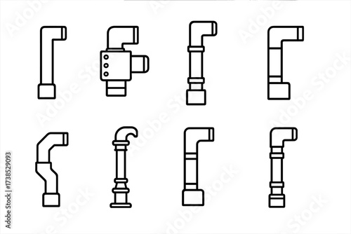 Historical Periscope Icons. Outline icon set of periscope historical models: WWI periscope, WWII tank periscope, Cold War submarine periscope, modern digital