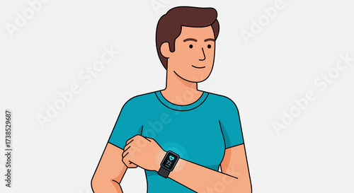 Man Checking Smartwatch Fitness Tracker Concept for Health and Wellness