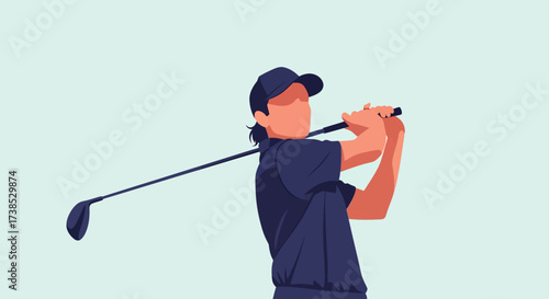Golfer Swinging Club in Illustration Sport and Recreation Concept