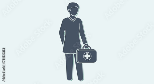 Healthcare Worker with Medical Kit Vector Illustration for Health and Wellness