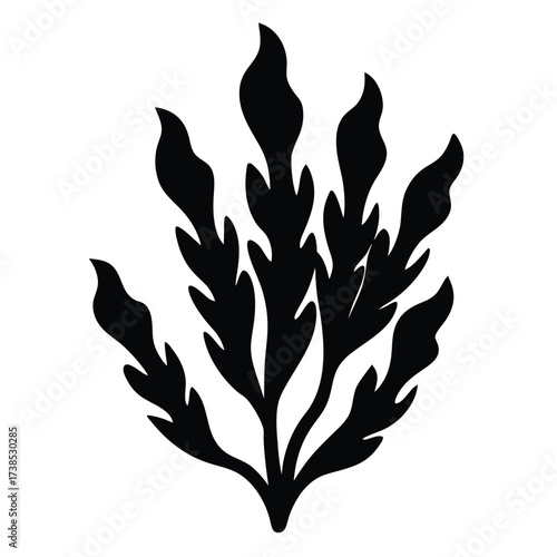 minimal flat vector brown kelp cluster on white