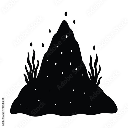 minimal rocky underwater hill with glowing algae