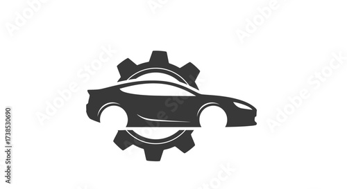Car repair service logo concept with modern vehicle and gear symbol design