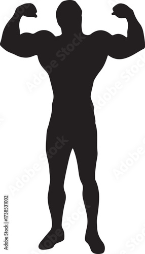 Body builder- isolated man. An isolated body builder showing his muscles. Vector icon.
