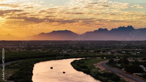 Pan Left of Organ Mountains over Rio Grande River