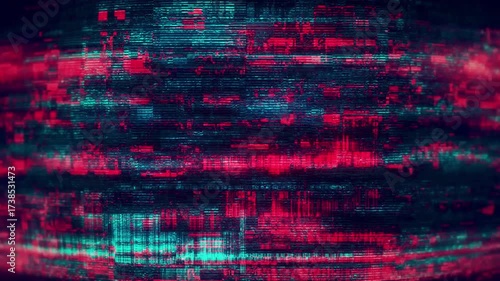 TV Noise Cyber Glitch Distortion Futuristic Tech Background 