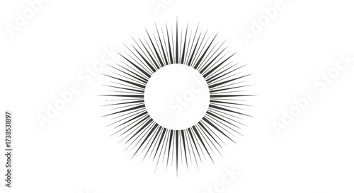 Dynamic sunburst vector graphic radiating from a central circle creating radial patterns design