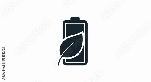 Eco-friendly energy solutions conceptual illustration with battery and leaf symbol