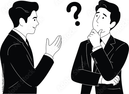 Business question and answer illustration for problem solving and discussion
