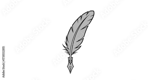 Elegant Quill Pen Illustration: Timeless Symbol of Writing and Historical Significance