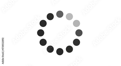 Loading icon animation design in circular formation featuring progressive grey color tones process