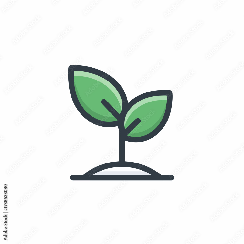 Minimalistic Seedling Icon Design with Duotone Style