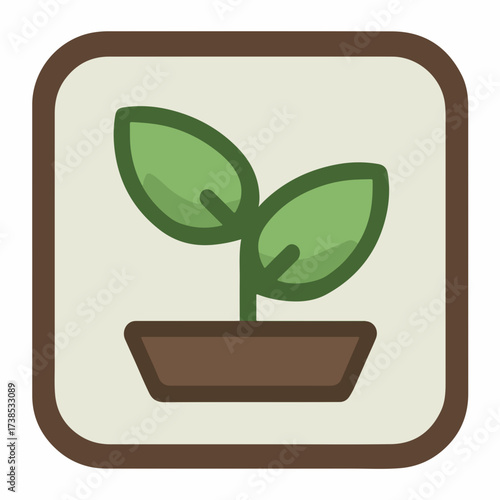 Minimalistic Seedling Icon Pictogram Design