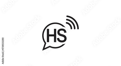 Creative initial HS logo concept with speech bubble and signal waves illustration