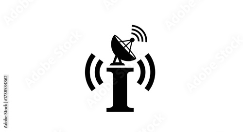 Satellite dish antenna on a pedestal radiating signal waves for global communication system