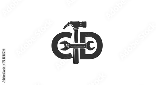 Creative logo design featuring hammer and wrench integration into the letters CD initials
