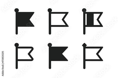 Priority Flag Logos. Checking task management software. Set Logo of Priority flag: Priority flag. Stylized detail, Flat solid, Minimal outline, Abstract