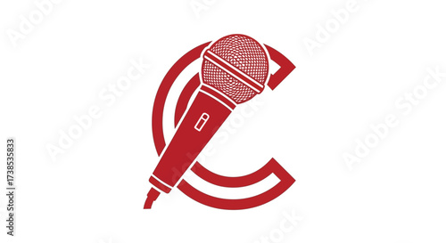 A dynamic microphone icon integrated within the letter 'C' for branding and podcasting needs