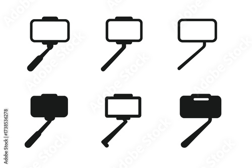 Social Media Logo Variations. Life Through Social Media. Set Logo of Life Through Social Media: Selfie Stick Icon. harmonious logo variations of the same