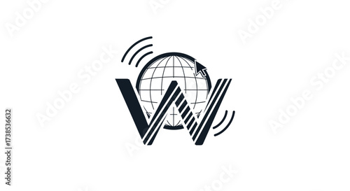 Modern World Wide Web logo with globe symbol for digital business ventures and global network