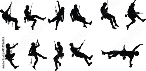 vector silhouettes of sky fly girls