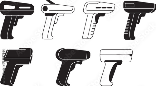 Handheld Digital Thermometer Icon Set. Temperature Measuring Tools, Healthcare