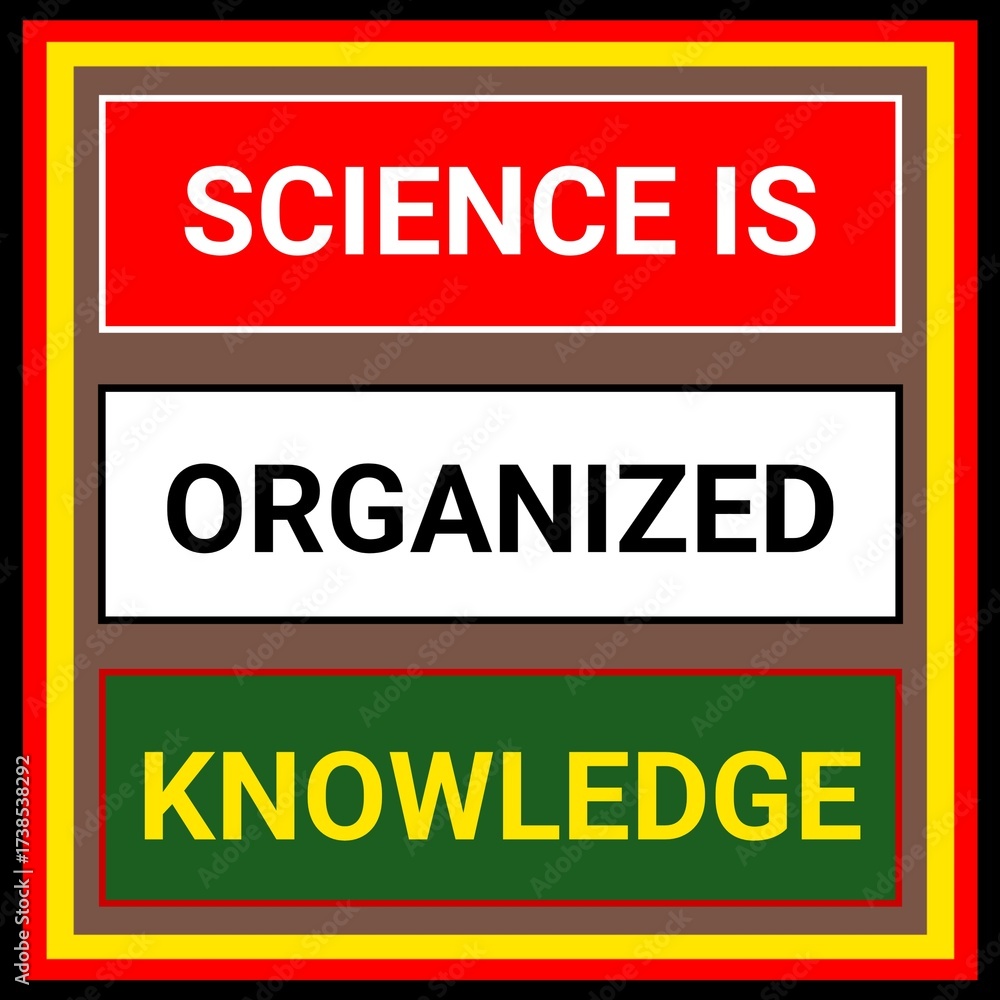 Fototapeta premium Science is organised knowledge, educational and motivational design quotes. Science quotes for poster design illustration.