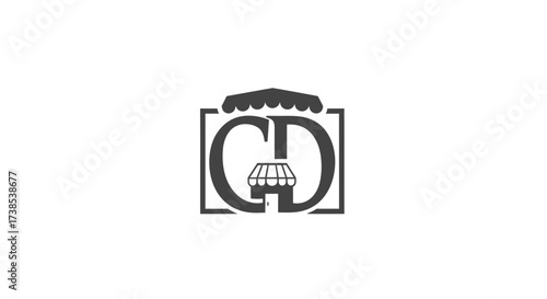 Monochromatic creative logo design showcasing a stylish store with 'CD' initials
