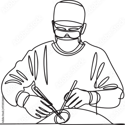 Surgeon Doctor with Surgical Instruments Ready for Operation Illustration