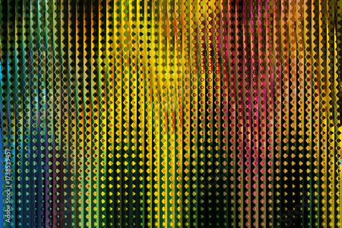 Vibrant Multi Colored Abstract Background with Geometric Diamond Patterns and Vertical Gradient Strips in Modern Art Style