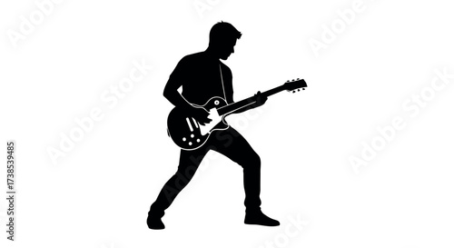 Silhouette of a man playing an electric guitar on a white background vector illustration