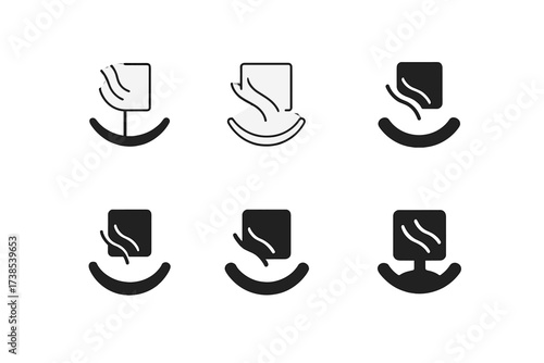 Playground Logo Variations. Spring rider base. Set Logo of playground equipment: stylized rocking motion lines. harmonious logo variations of the