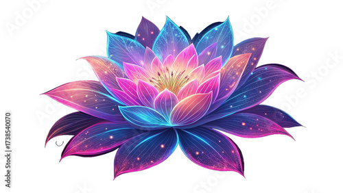Png fantasy flower neon art illustration isoled background
